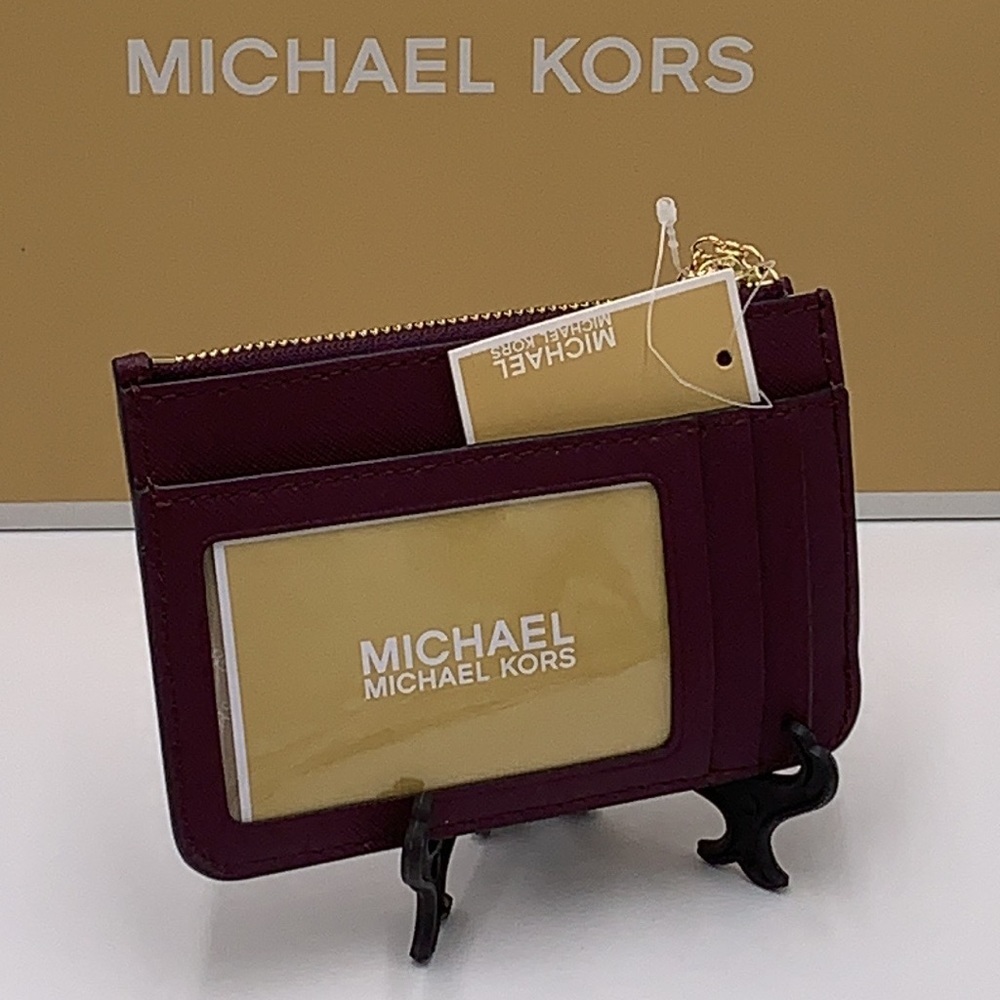 MICHAEL KORS SMALL TOP ZIP COINPOUCH WITH ID BORDEAUX COLOR - Picture 3 of 11